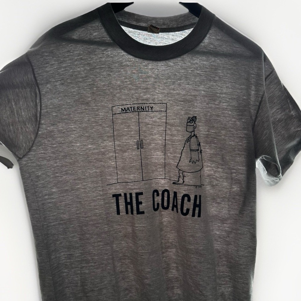 Vintage Maternity Coach Shirt Men XL Gray Doctor Single Stitch Paper Thin USA